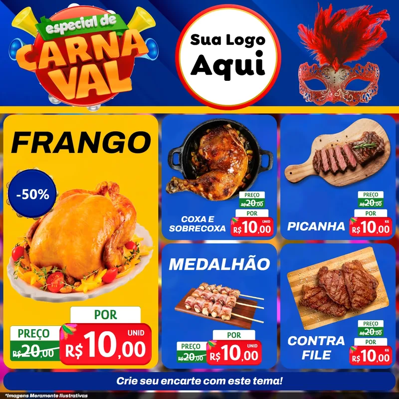 Modelo de Rede Social para Feed Facebook com o tema Especial de Carnaval para Assados