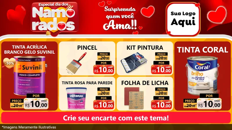 Modelo de TV para TV Horizontal com o tema Especial Dia dos Namorados para Tintas e Ferramentas