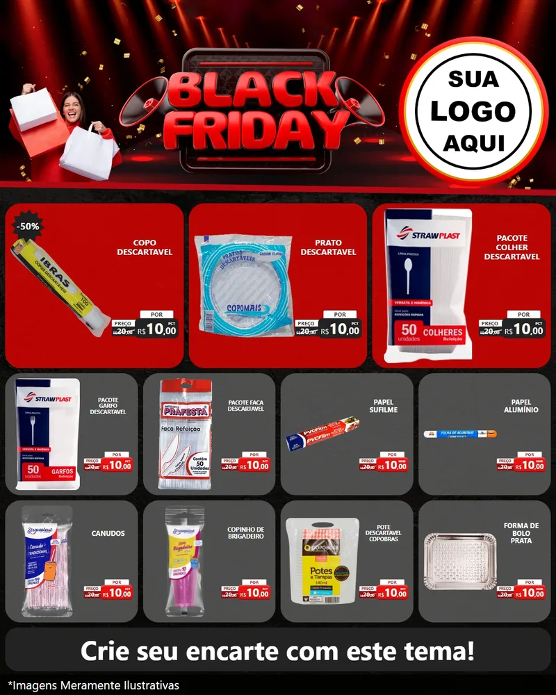 Modelo de Rede Social para Feed Instagram com o tema Black Friday para Embalagens