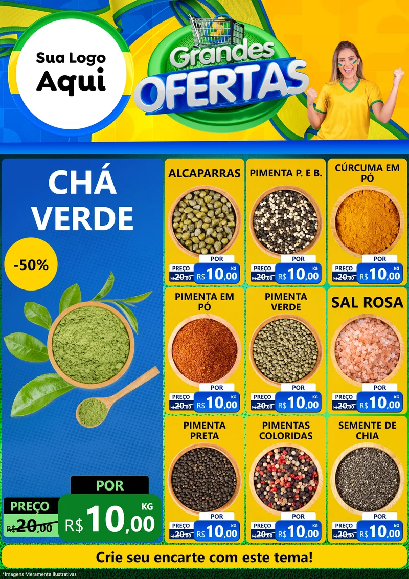 Modelo de Encarte para Encarte A4 Vertical com o tema Grandes Ofertas para Produtos Naturais