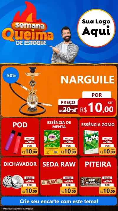 Modelo de Rede Social para Stories com o tema Semana Queima de Estoque para Tabacaria