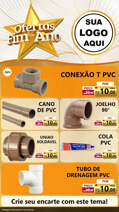 Modelo de TV para TV Vertical com o tema Ofertas Fim de Ano para Tubos e conexões
