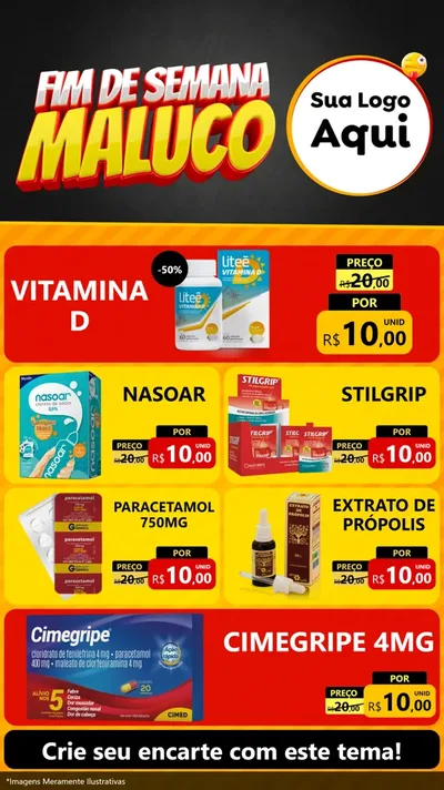 Modelo de TV para TV Vertical com o tema Final de Semana Maluco para Farmácia