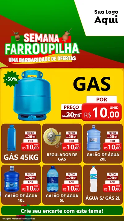 Modelo de Rede Social para Stories com o tema Semana Farroupilha - Uma Barbaridade de Ofertas para Água e gás