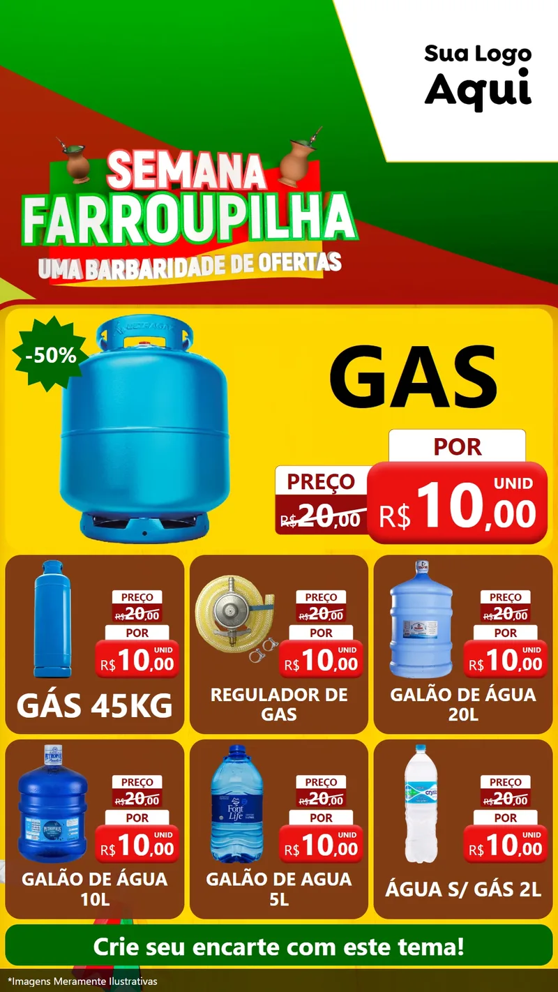 Modelo de Rede Social para Stories com o tema Semana Farroupilha - Uma Barbaridade de Ofertas para Água e gás