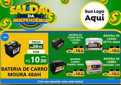 Modelo de Encarte para Encarte A4 Horizontal com o tema Saldão da Indepêndencia para Baterias Elétricas