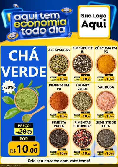 Modelo de Encarte para Encarte A4 Vertical com o tema Aqui Tem Economia Todo Dia para Produtos Naturais