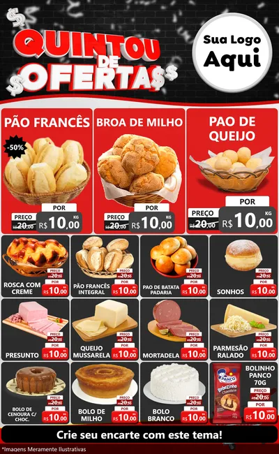 Modelo de Encarte para Encarte Grande com o tema Quintou de Ofertas para Padaria