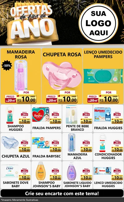 Modelo de Encarte para Encarte Grande com o tema Ofertas de Fim de Ano para Bebês