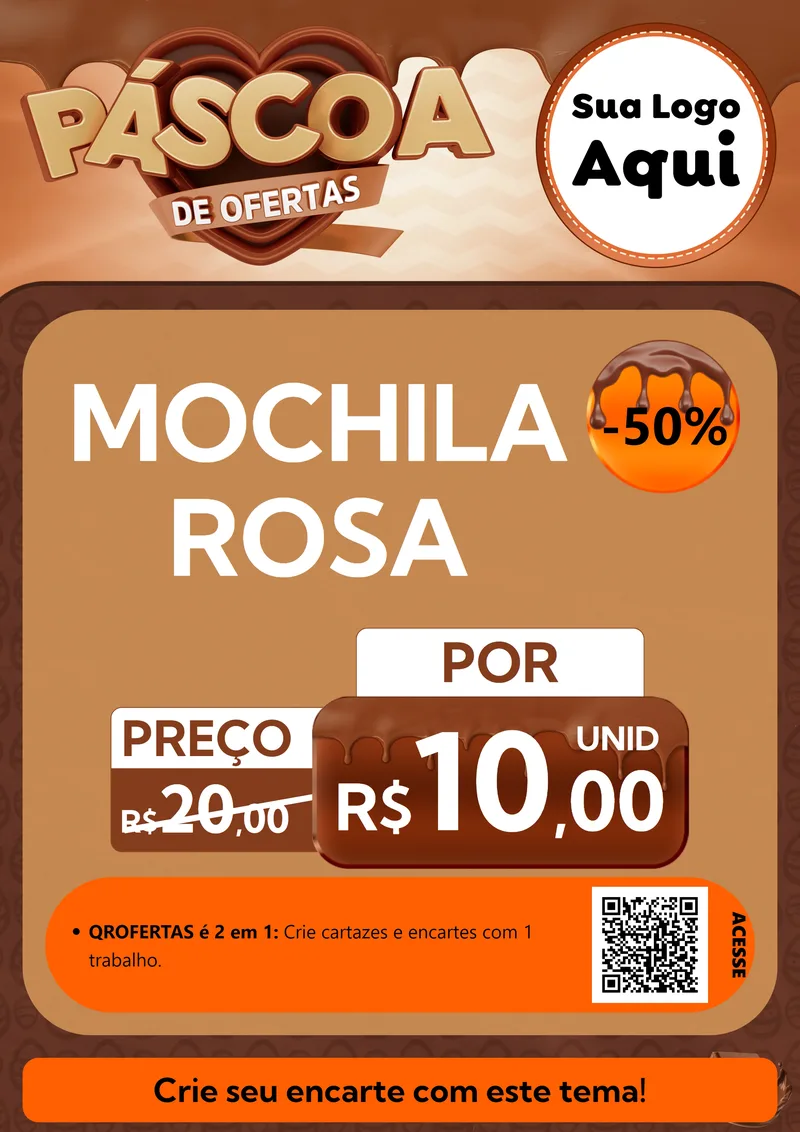 Modelo de Cartaz para Cartaz A4 Vertical com o tema Páscoa de Ofertas para Papelaria