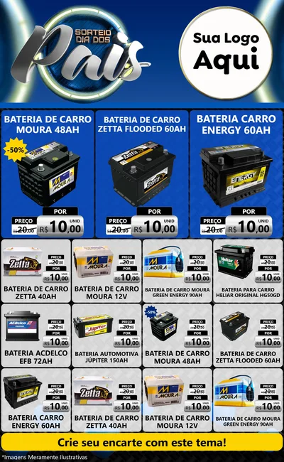 Modelo de Encarte para Encarte Grande com o tema Sorteio Dia Dos Pais para Baterias Elétricas