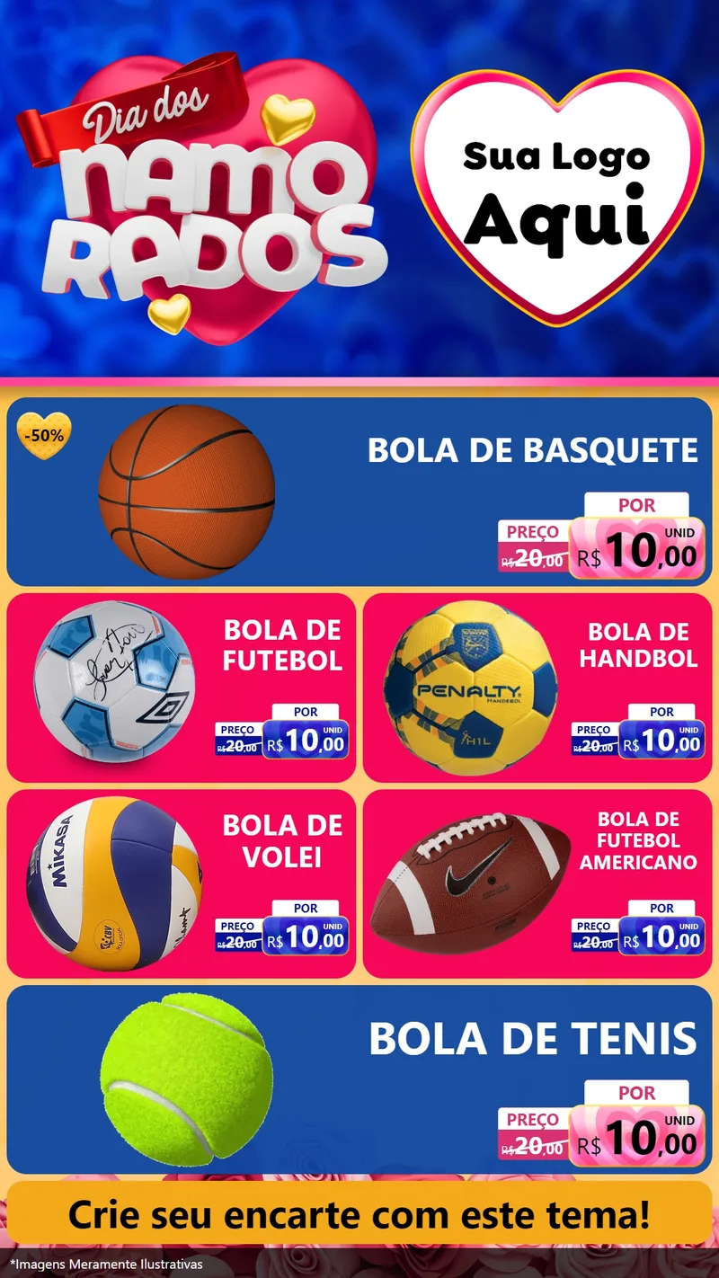 Modelo de TV para TV Vertical com o tema Dia dos namorados para Artigos Esportivos