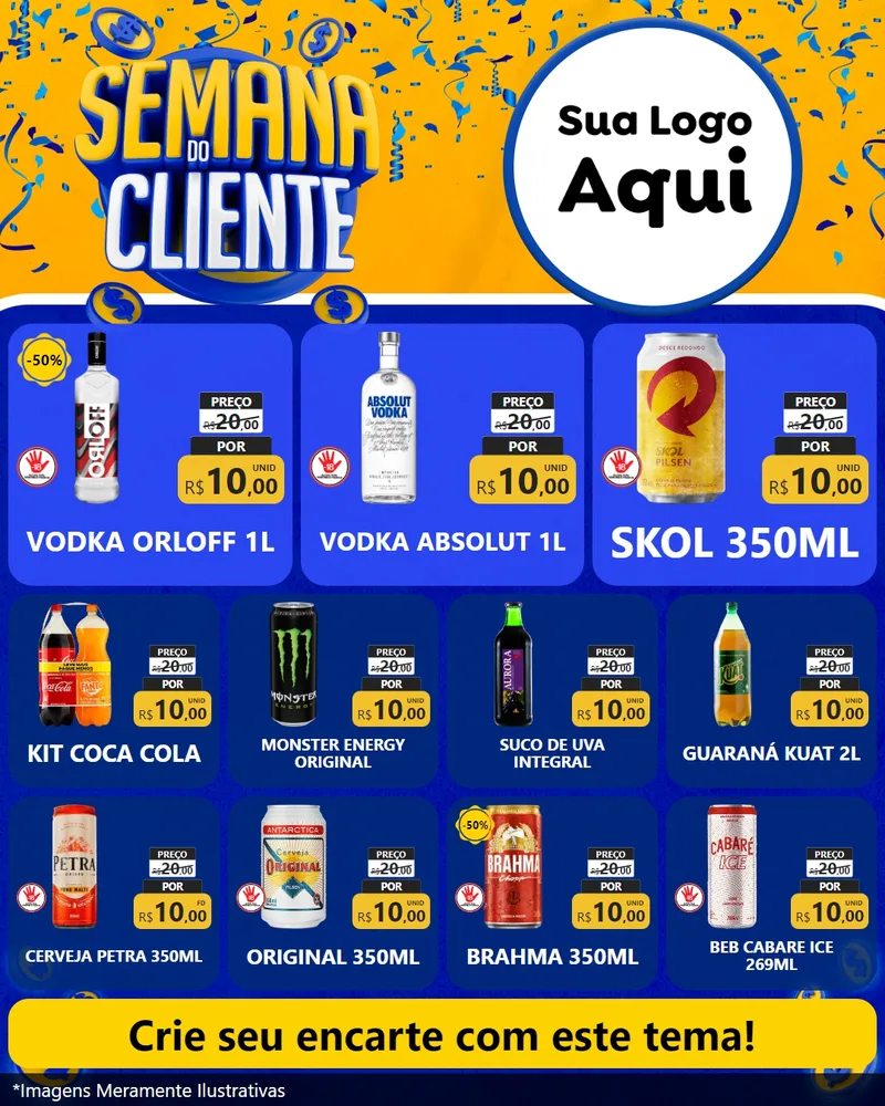 Modelo de Rede Social para Feed Instagram com o tema Semana do Cliente para Distribuidora de bebidas