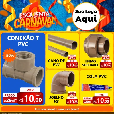 Modelo de Rede Social para Feed Facebook com o tema Esquenta de Carnaval para Tubos e conexões