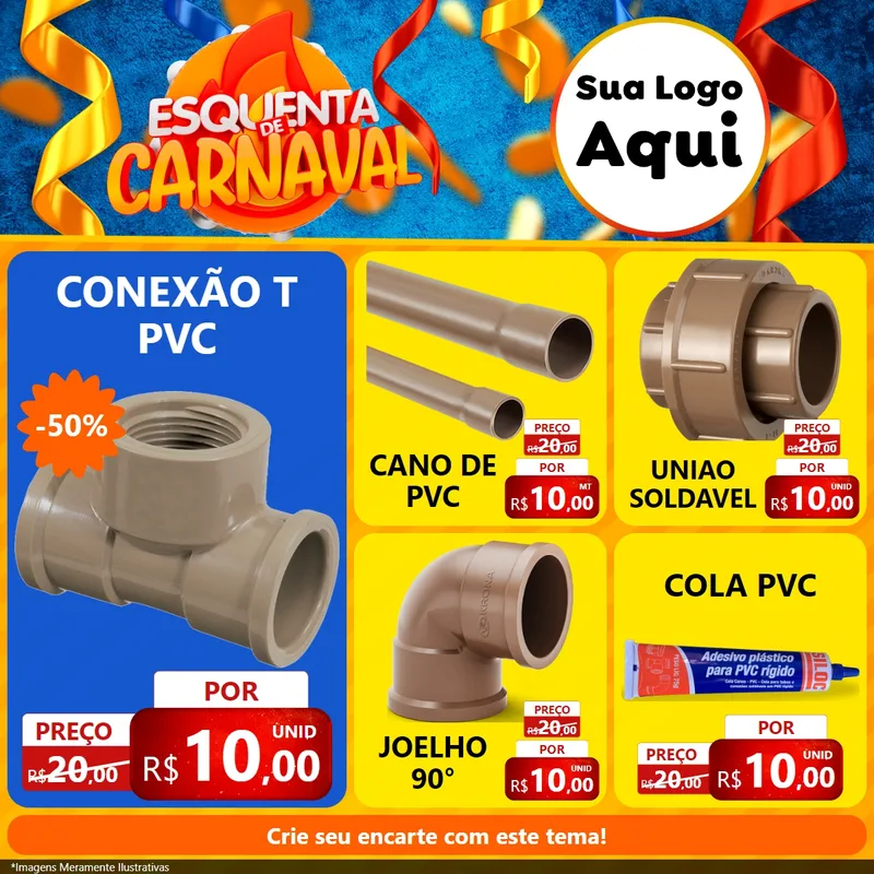 Modelo de Rede Social para Feed Facebook com o tema Esquenta de Carnaval para Tubos e conexões