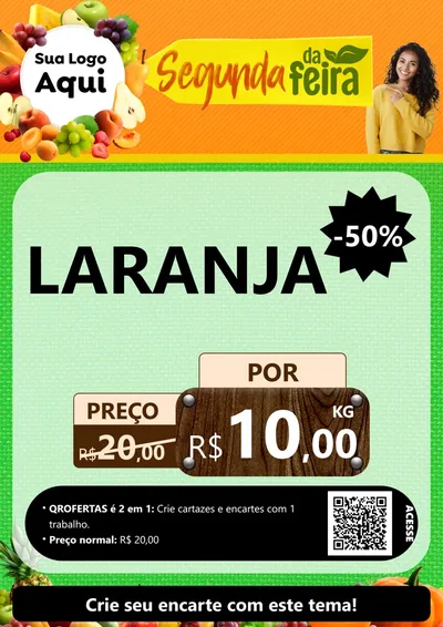 Modelo de Cartaz para Cartaz A4 Vertical com o tema Segunda da Feira para Hortifrúti