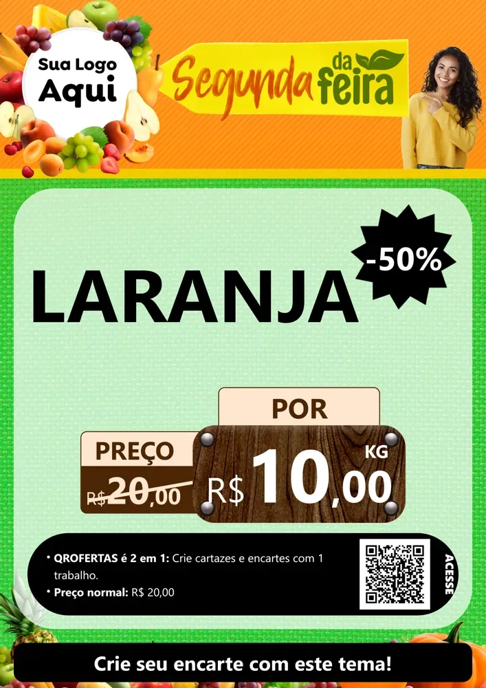 Modelo de Cartaz para Cartaz A4 Vertical com o tema Segunda da Feira para Hortifrúti