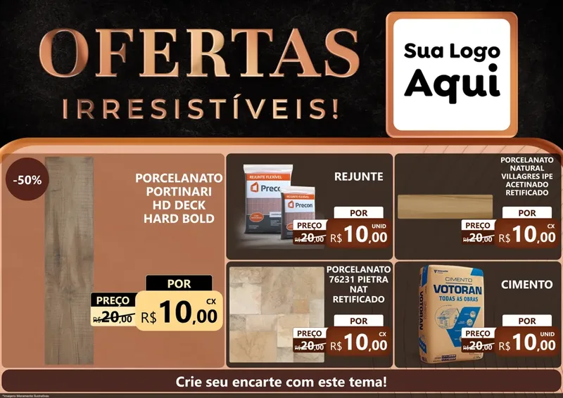 Modelo de Encarte para Encarte A4 Horizontal com o tema Ofertas Irresistíveis! para Pisos e revestimentos