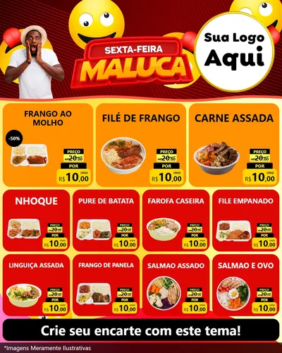 Modelo de Rede Social para Feed Instagram com o tema Sexta-feira Maluca para Restaurante