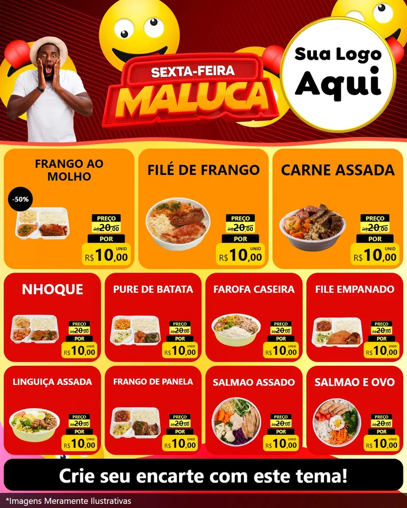 Modelo de Rede Social para Feed Instagram com o tema Sexta-feira Maluca para Restaurante