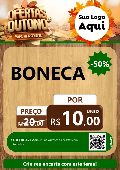 Modelo de Cartaz para Cartaz A4 Vertical com o tema Ofertas de Outono - Vem, Aproveite! para Brinquedos