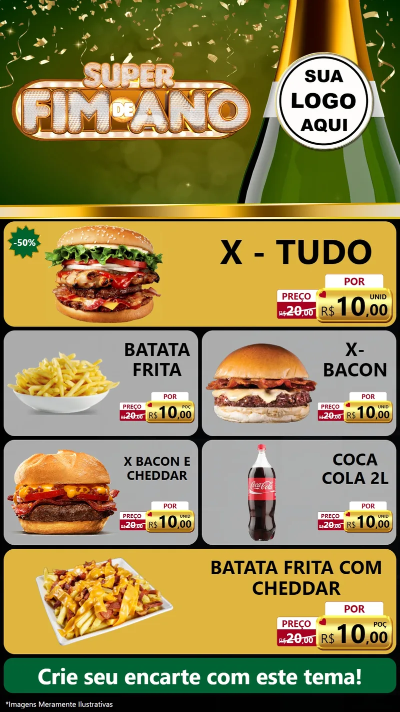 Modelo de TV para TV Vertical com o tema Super Fim de Ano para Hamburgueria