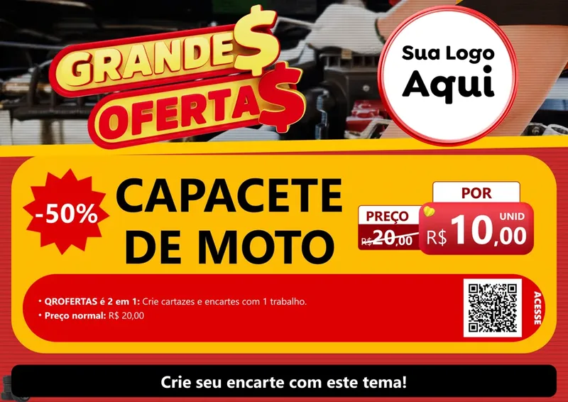 Modelo de Cartaz para Cartaz A4 Horizontal com o tema Grandes Ofertas - Autopeças para Moto peças