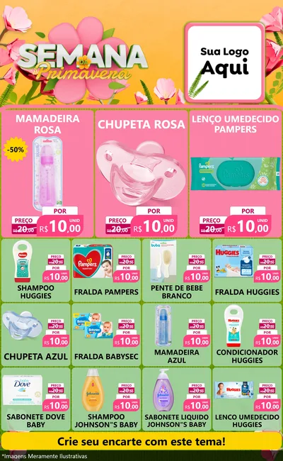 Modelo de Encarte para Encarte Grande com o tema Semana da Primavera para Bebês