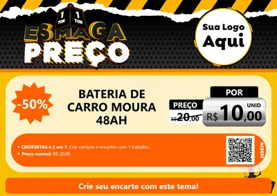Modelo de Cartaz para Cartaz A4 Horizontal com o tema Esmaga Preço para Baterias Elétricas