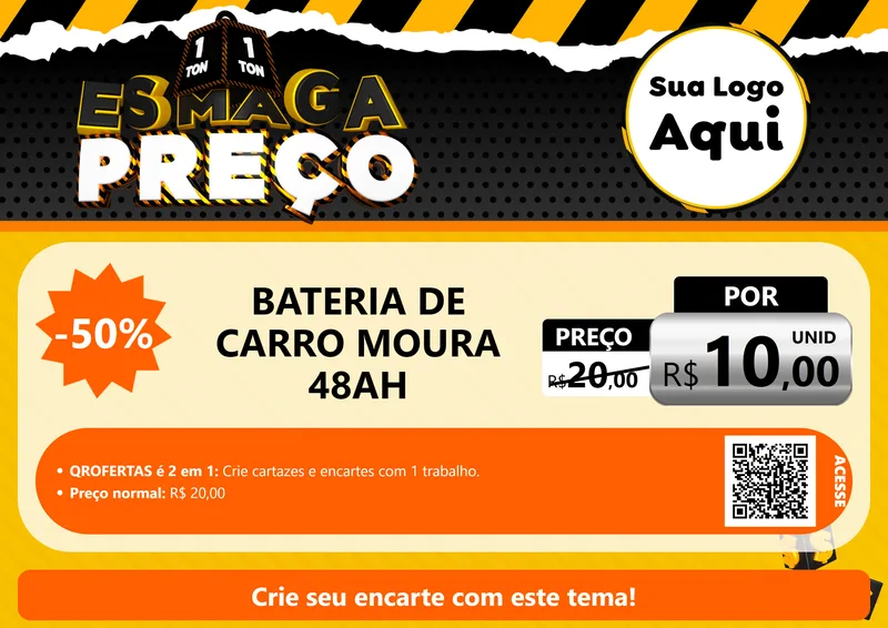 Modelo de Cartaz para Cartaz A4 Horizontal com o tema Esmaga Preço para Baterias Elétricas