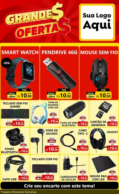 Modelo de Encarte para Encarte Grande com o tema Grandes Ofertas para Informática