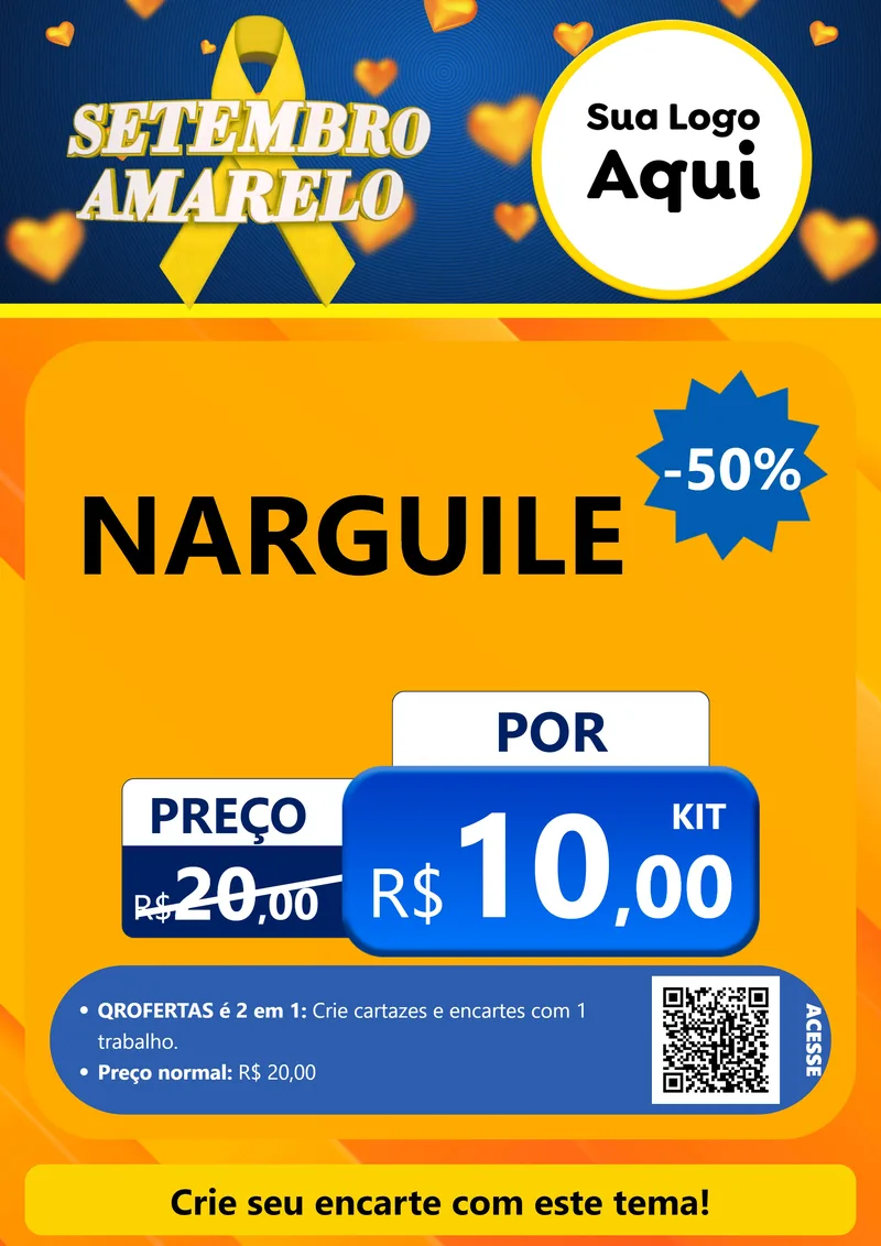 Modelo de Cartaz para Cartaz A4 Vertical com o tema Setembro Amarelo para Tabacaria