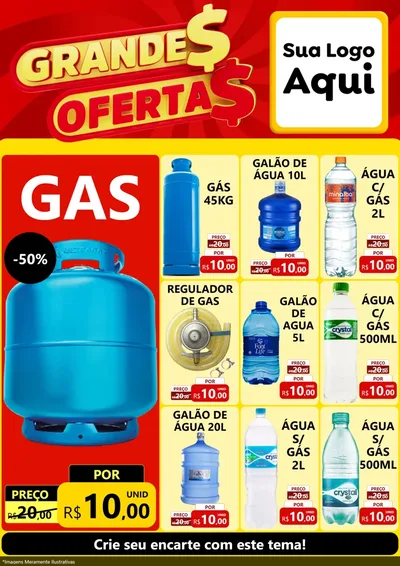 Modelo de Encarte para Encarte A4 Vertical com o tema Grandes Ofertas para Água e gás
