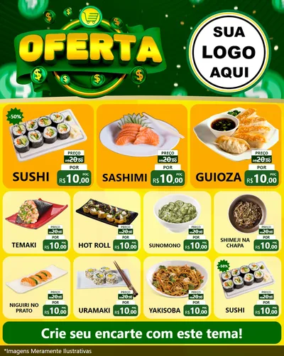 Modelo de Rede Social para Feed Instagram com o tema Oferta para Comida japonesa