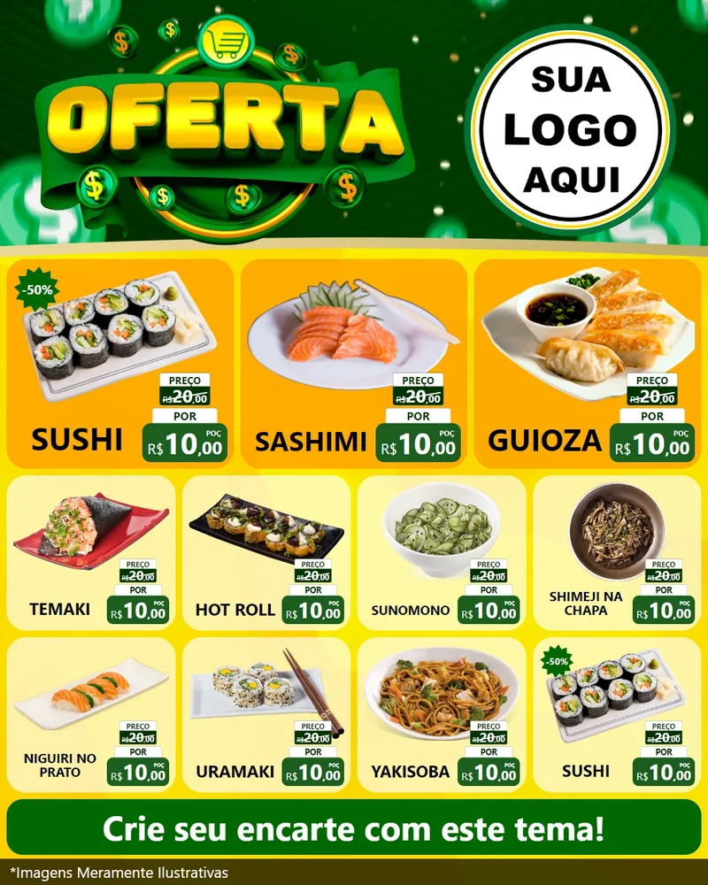 Modelo de Rede Social para Feed Instagram com o tema Oferta para Comida japonesa