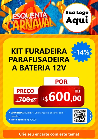 Modelo de Cartaz para Cartaz A4 Vertical com o tema Esquenta de Carnaval para Maquinas e Ferramentas