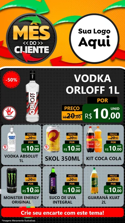 Modelo de Rede Social para Stories com o tema Mês do Cliente para Distribuidora de bebidas