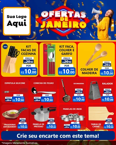 Modelo de Rede Social para Feed Instagram com o tema Ofertas de Janeiro para Utilidades Domésticas