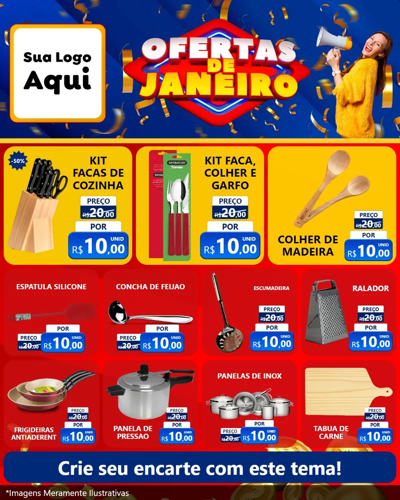 Modelo de Rede Social para Feed Instagram com o tema Ofertas de Janeiro para Utilidades Domésticas
