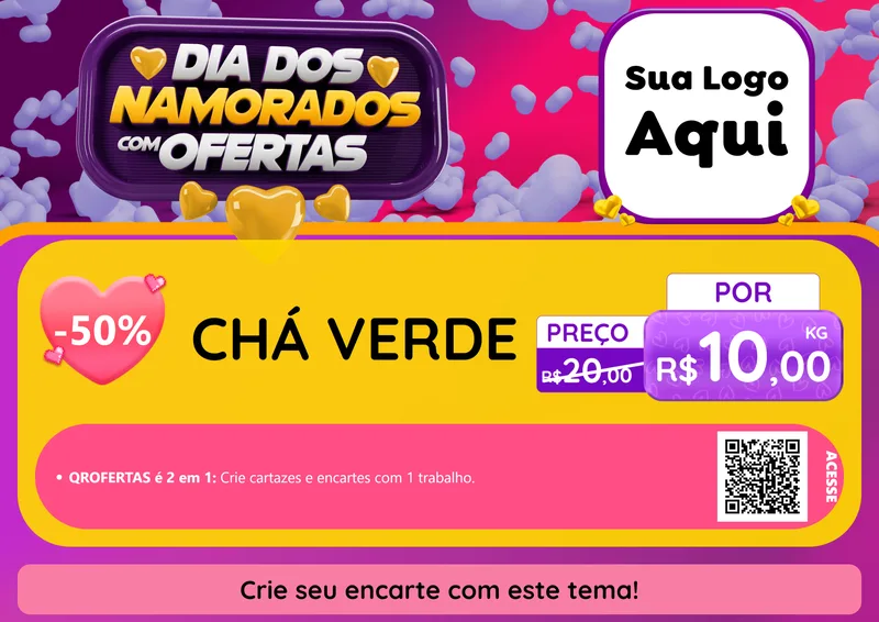 Modelo de Cartaz para Cartaz A4 Horizontal com o tema Dia Dos Namorados Com Ofertas para Produtos Naturais