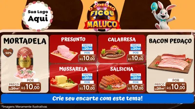 Modelo de TV para TV Horizontal com o tema O Coelho Ficou Maluco - Páscoa para Frios e Laticínios
