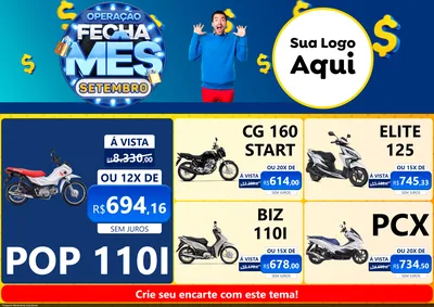 Modelo de Encarte para Encarte A4 Horizontal com o tema Operação Fecha Mês Setembro para Concessionaria de Motos