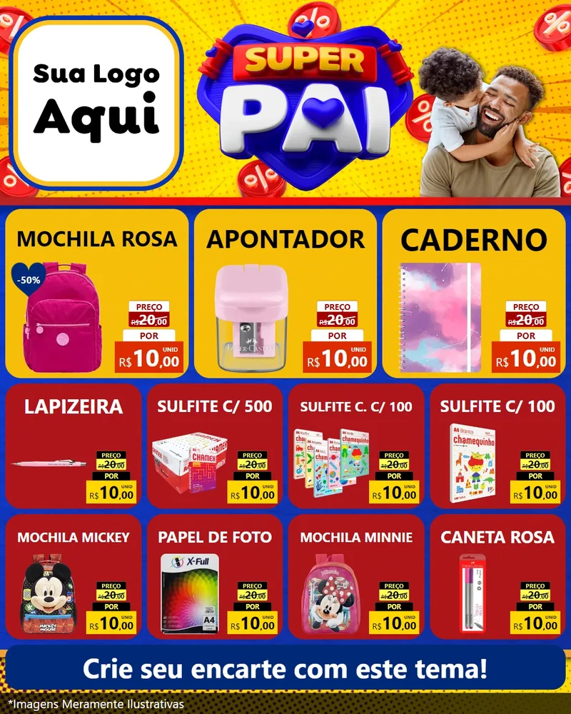 Modelo de Rede Social para Feed Instagram com o tema Super Pai para Papelaria