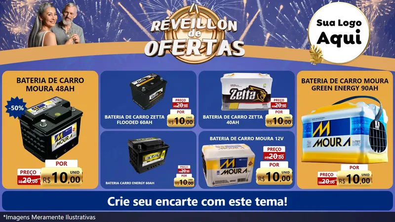 Modelo de TV para TV Horizontal com o tema Réveillon de Ofertas para Baterias Elétricas
