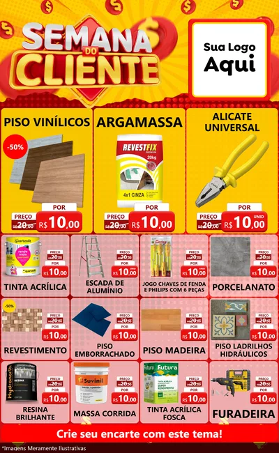 Modelo de Encarte para Encarte Grande com o tema Semana do Cliente para Material para Construção