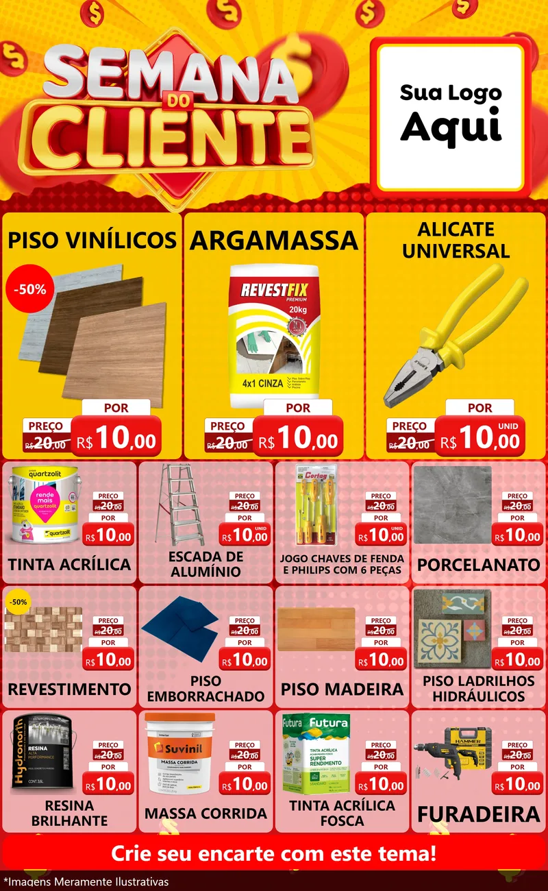 Modelo de Encarte para Encarte Grande com o tema Semana do Cliente para Material para Construção