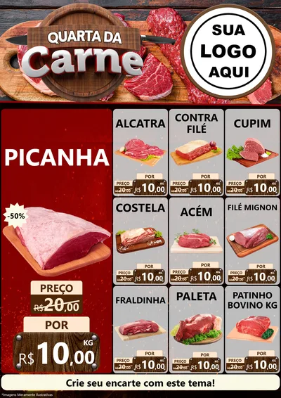 Modelo de Encarte para Encarte A4 Vertical com o tema Quarta da Carne para Açougue