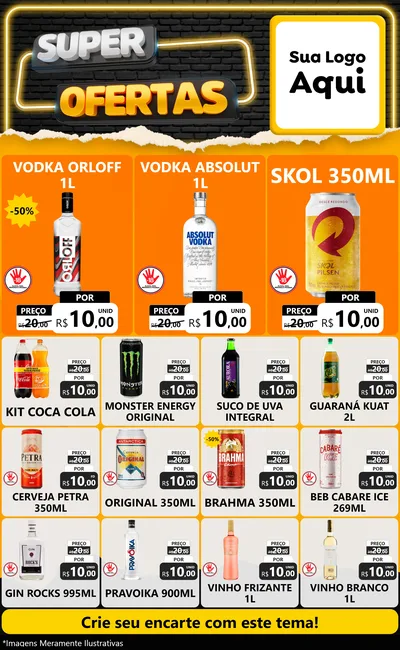 Modelo de Encarte para Encarte Grande com o tema Super Ofertas para Distribuidora de bebidas