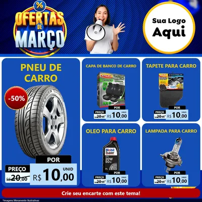 Modelo de Rede Social para Feed Facebook com o tema Ofertas de Março para Auto peças
