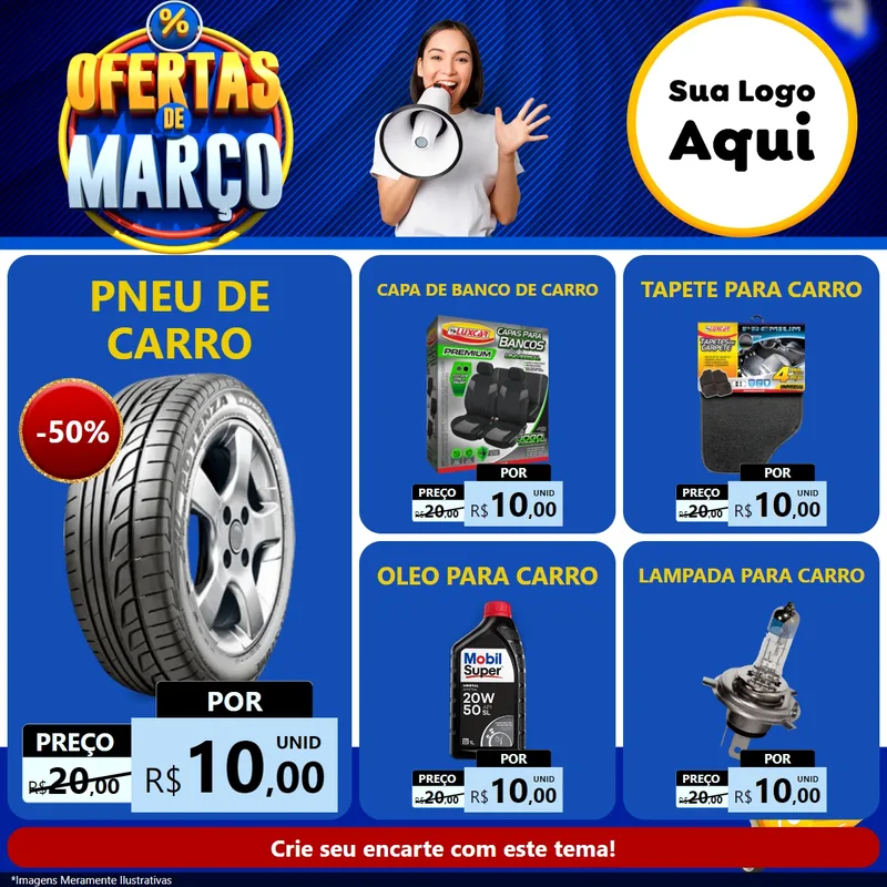 Modelo de Rede Social para Feed Facebook com o tema Ofertas de Março para Auto peças